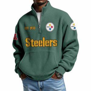 2025 Steelers Est 1933 Quarter Zip Waffle Hoodie 1 2025 Steelers Est 1933 Quarter Zip Waffle Hoodie