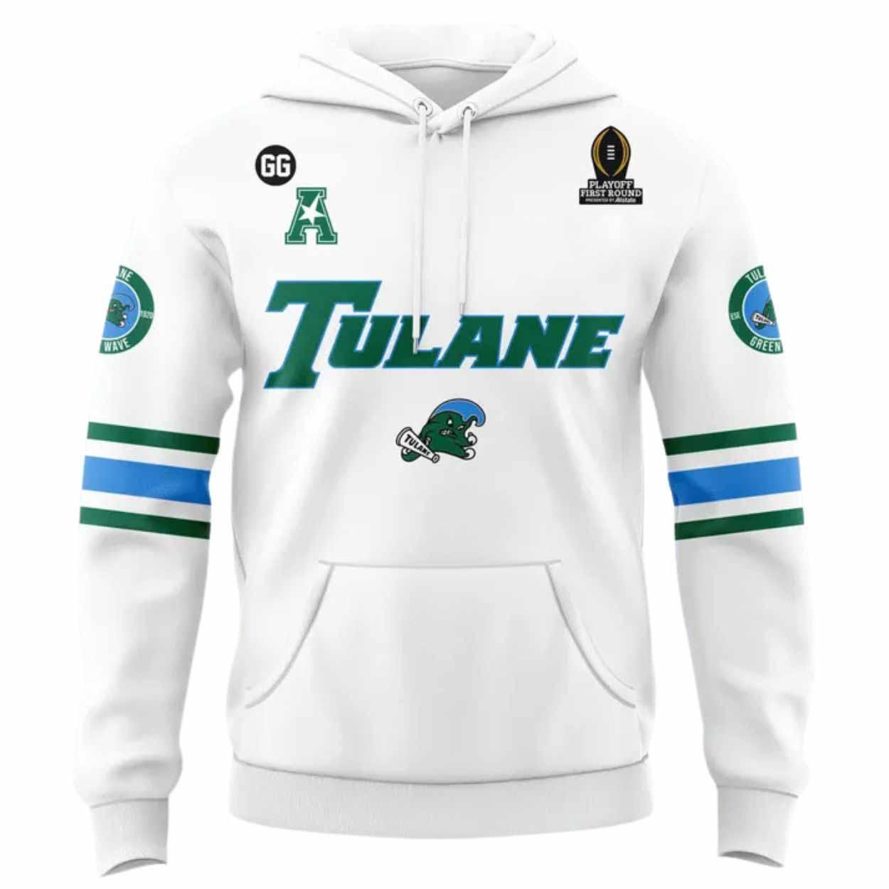 2025 Tulane Green Wave New White Hoodie 2025 Tulane Green Wave New White Hoodie