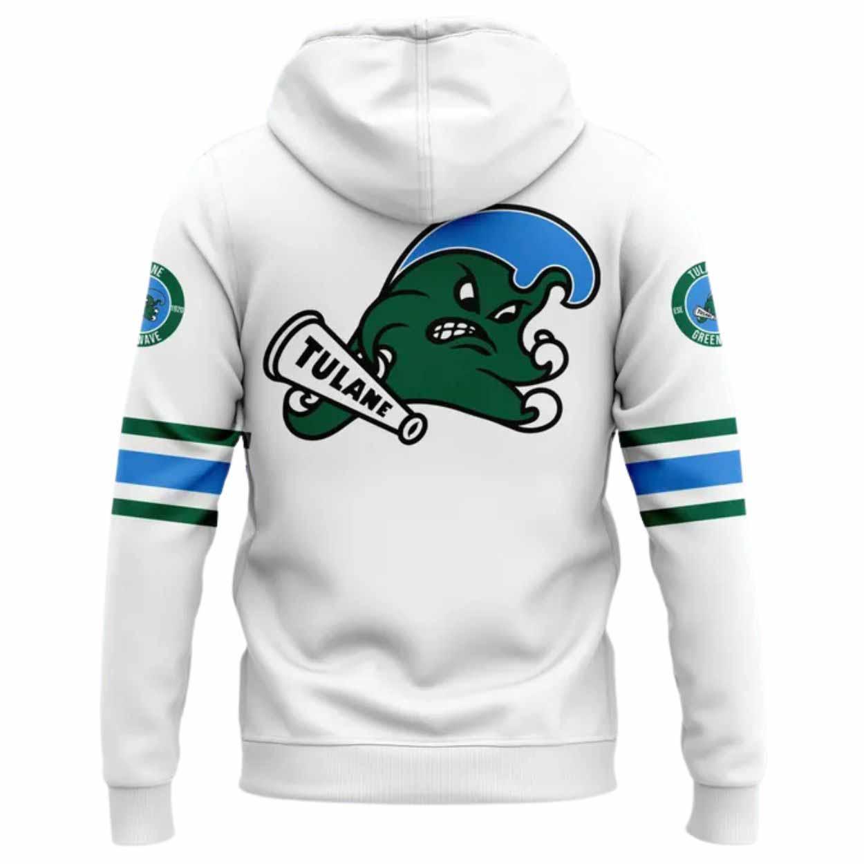 2025 Tulane Green Wave New White Hoodie 2025 Tulane Green Wave New White Hoodie