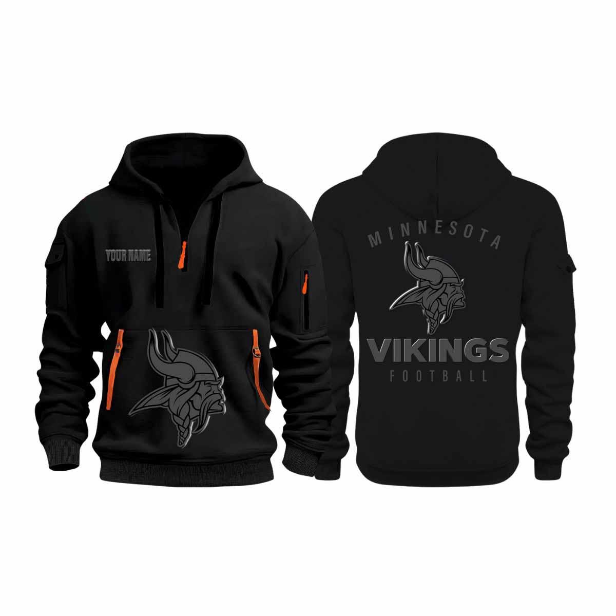 2025 Vikings Back In Black Quarter Zip Hoodie 2025 Vikings Back In Black Quarter Zip Hoodie