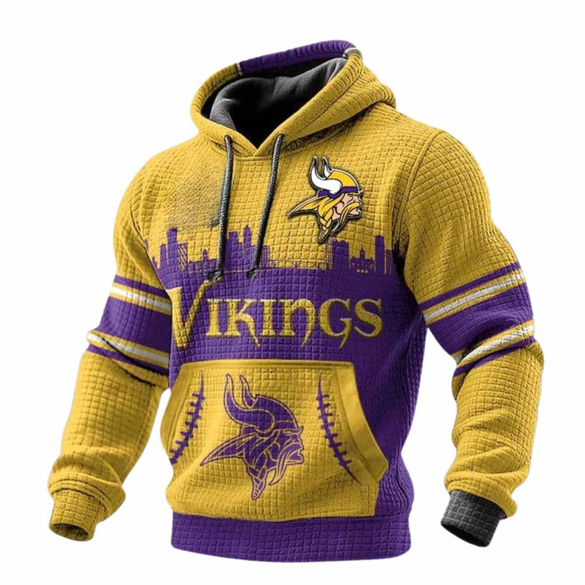 2025 Vikings City Skyline Waffle Hoodie 2025 Vikings City Skyline Waffle Hoodie