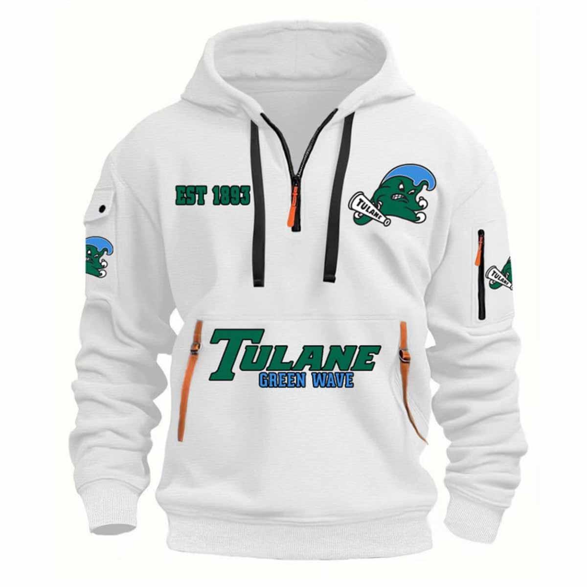 2026 Tulane Green Wave EST 1893 Quarter Zip Hoodie 2026 Tulane Green Wave EST 1893 Quarter Zip Hoodie