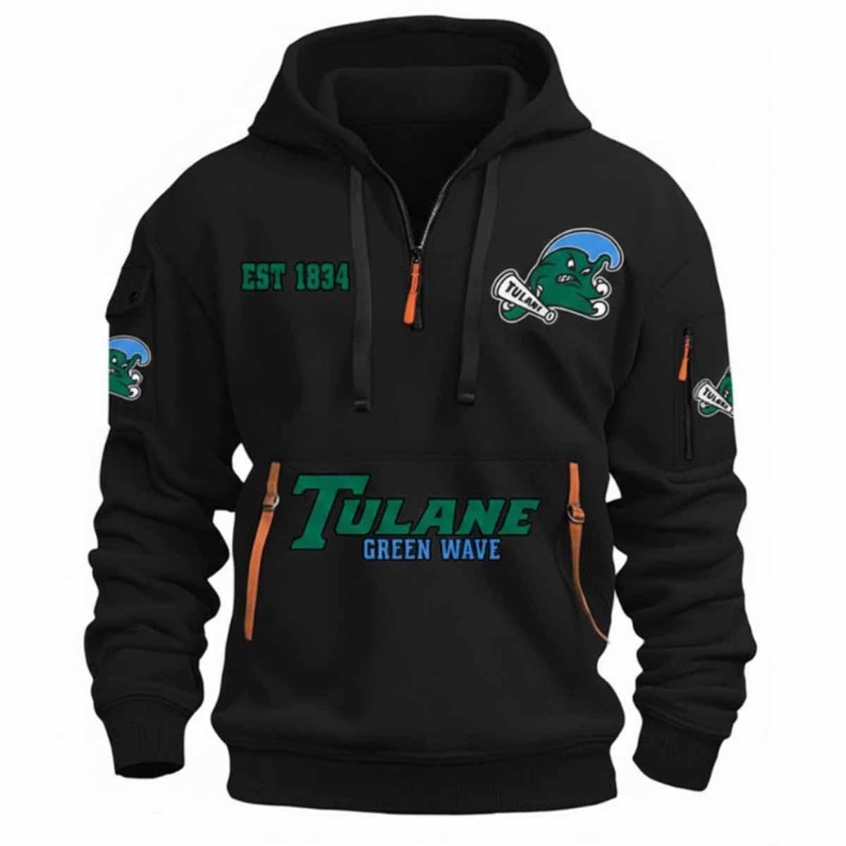 2026 Tulane Green Wave EST 1893 Quarter Zip Hoodie 2026 Tulane Green Wave EST 1893 Quarter Zip Hoodie