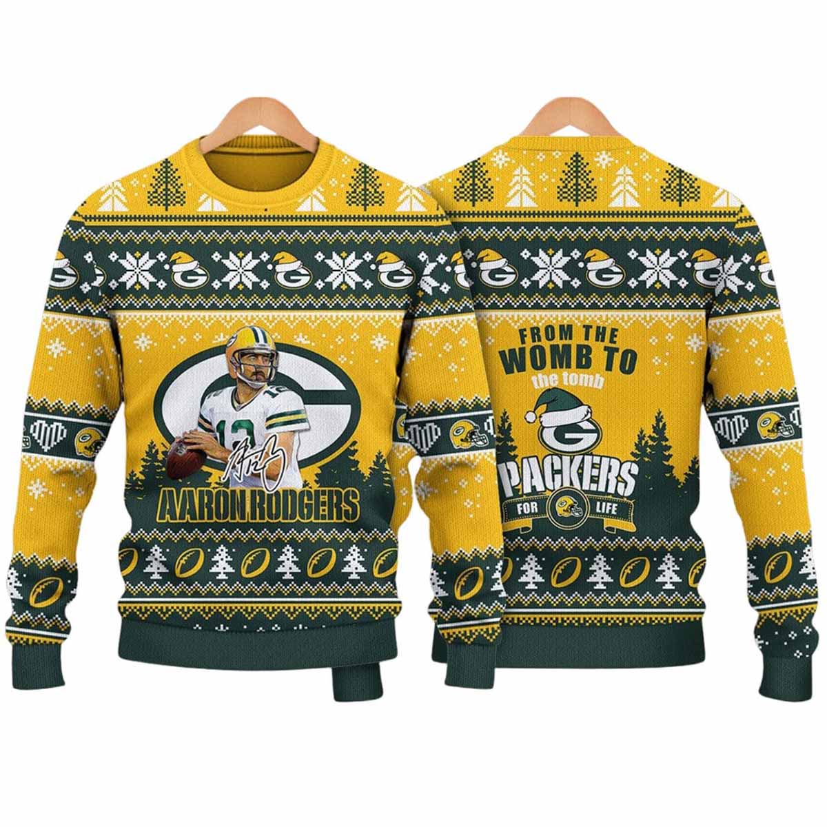 Aaron Rodgers Packers For Life Christmas Ugly Sweater Aaron Rodgers Packers For Life Christmas Ugly Sweater