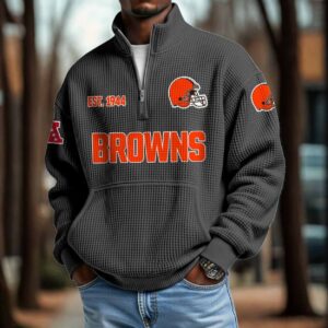 Browns 2025 Est 1944 Waffle Zip Hoodie Browns 2025 Est 1944 Waffle Zip Hoodie