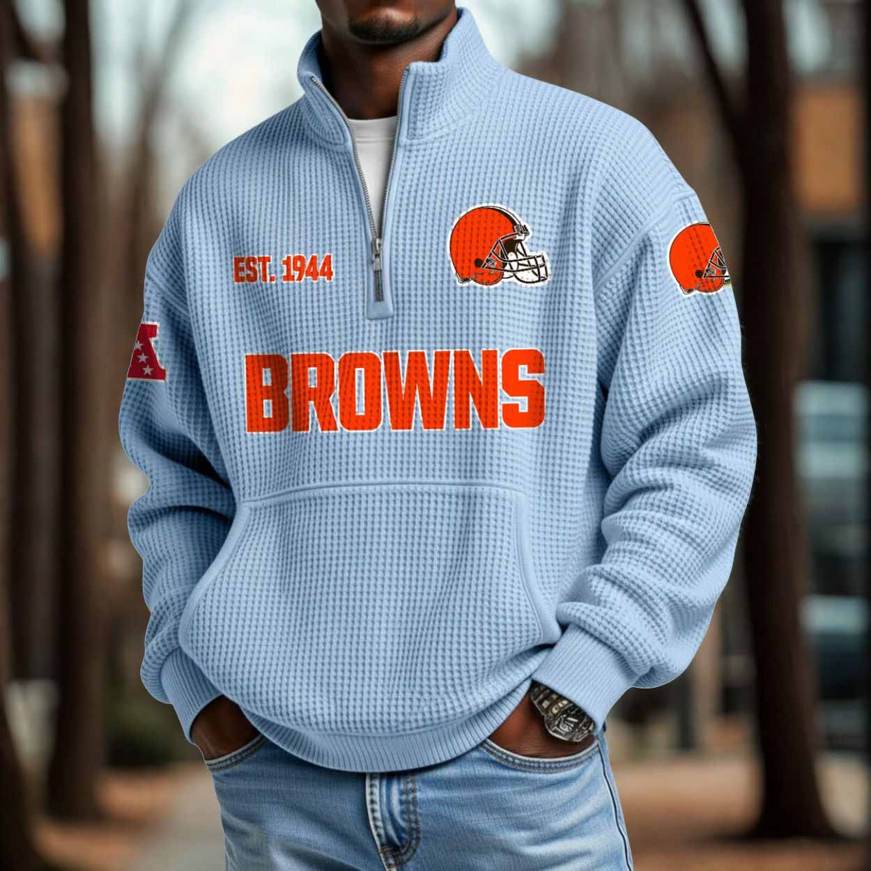Browns 2025 Est 1944 Waffle Zip Hoodie Browns 2025 Est 1944 Waffle Zip Hoodie