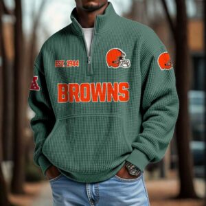 Browns 2025 Est 1944 Waffle Zip Hoodie 1 Browns 2025 Est 1944 Waffle Zip Hoodie