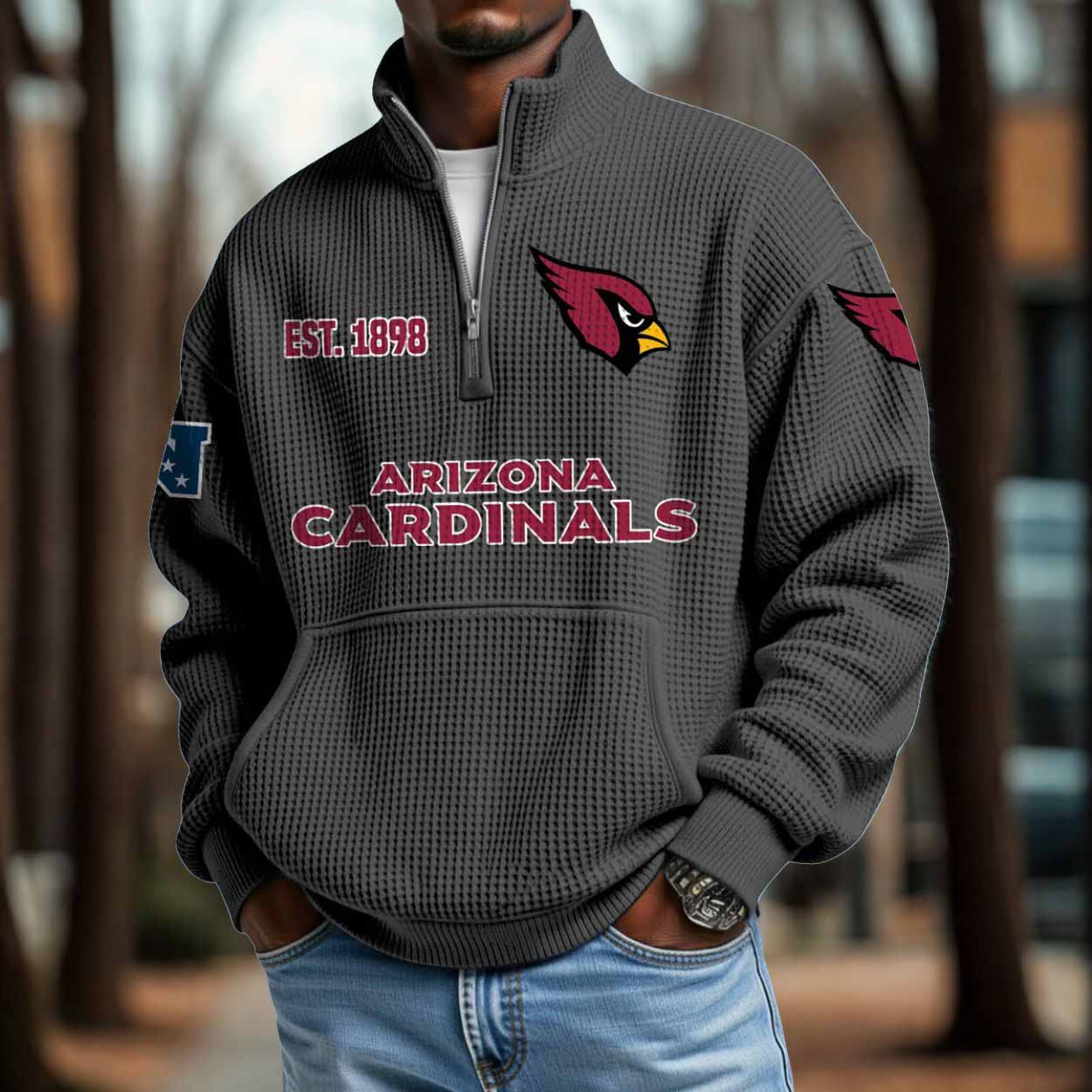 Cardinals 2025 Est 1898 Waffle Zip Hoodie Cardinals 2025 Est 1898 Waffle Zip Hoodie