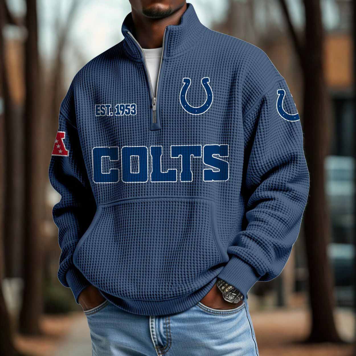 Colts 2025 Est 1953 Waffle Zip Hoodie Colts 2025 Est 1953 Waffle Zip Hoodie