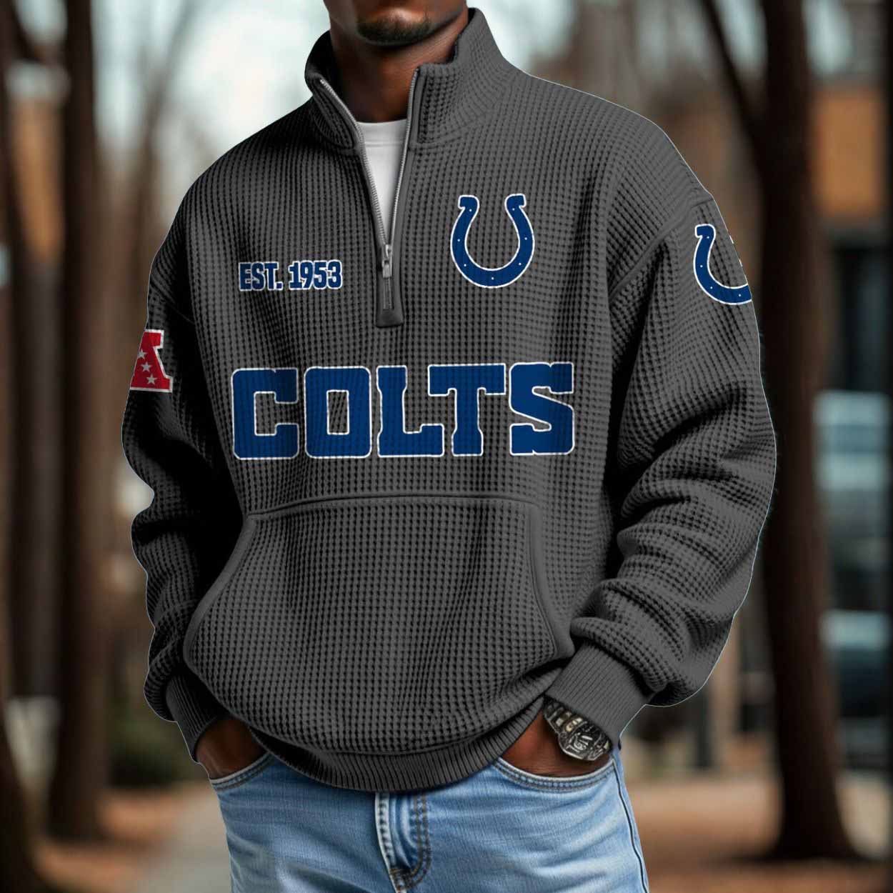Colts 2025 Est 1953 Waffle Zip Hoodie Colts 2025 Est 1953 Waffle Zip Hoodie