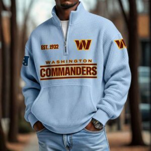 Commanders 2025 Est 1932 Waffle Zip Hoodie