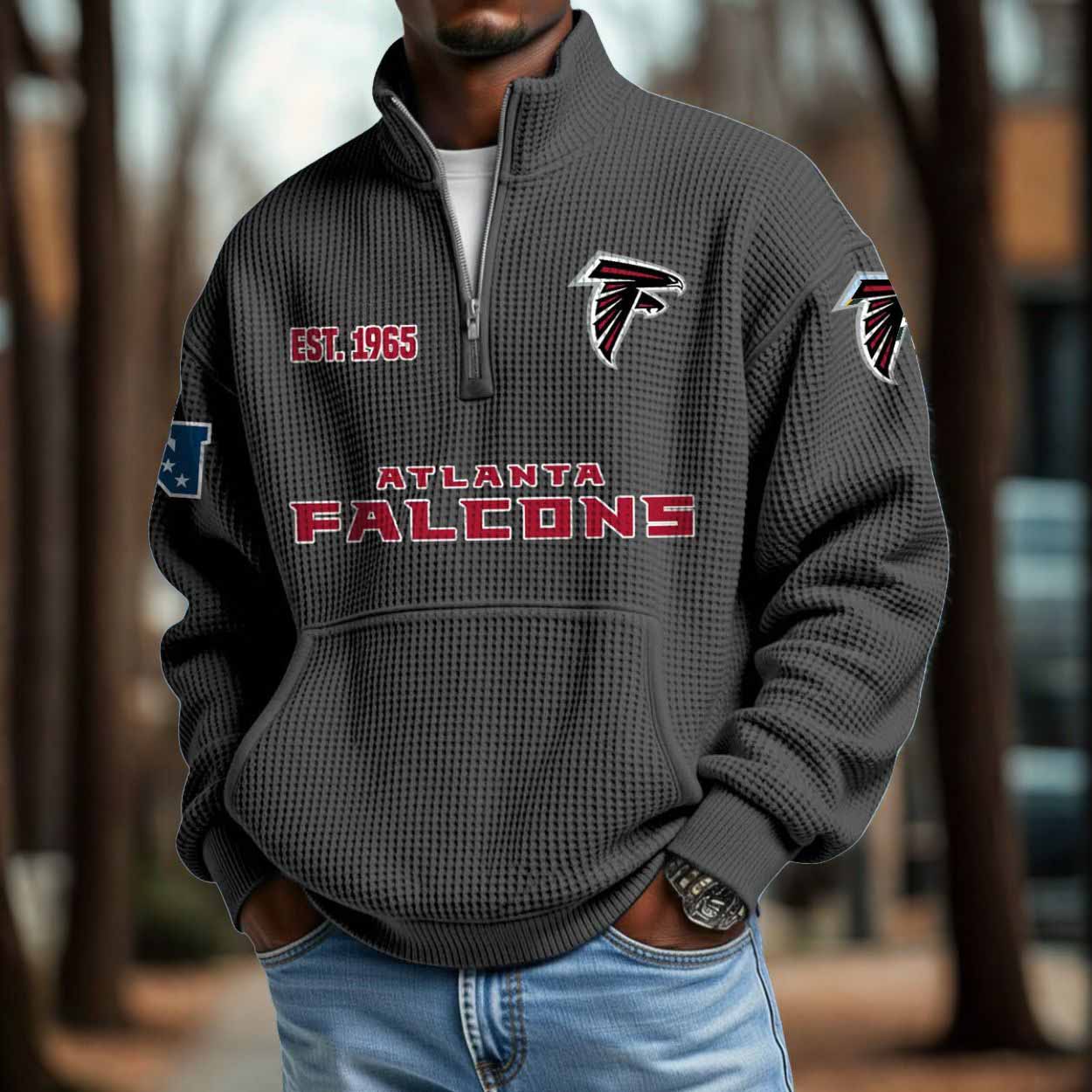 Falcons 2025 Est 1965 Waffle Zip Hoodie Falcons 2025 Est 1965 Waffle Zip Hoodie