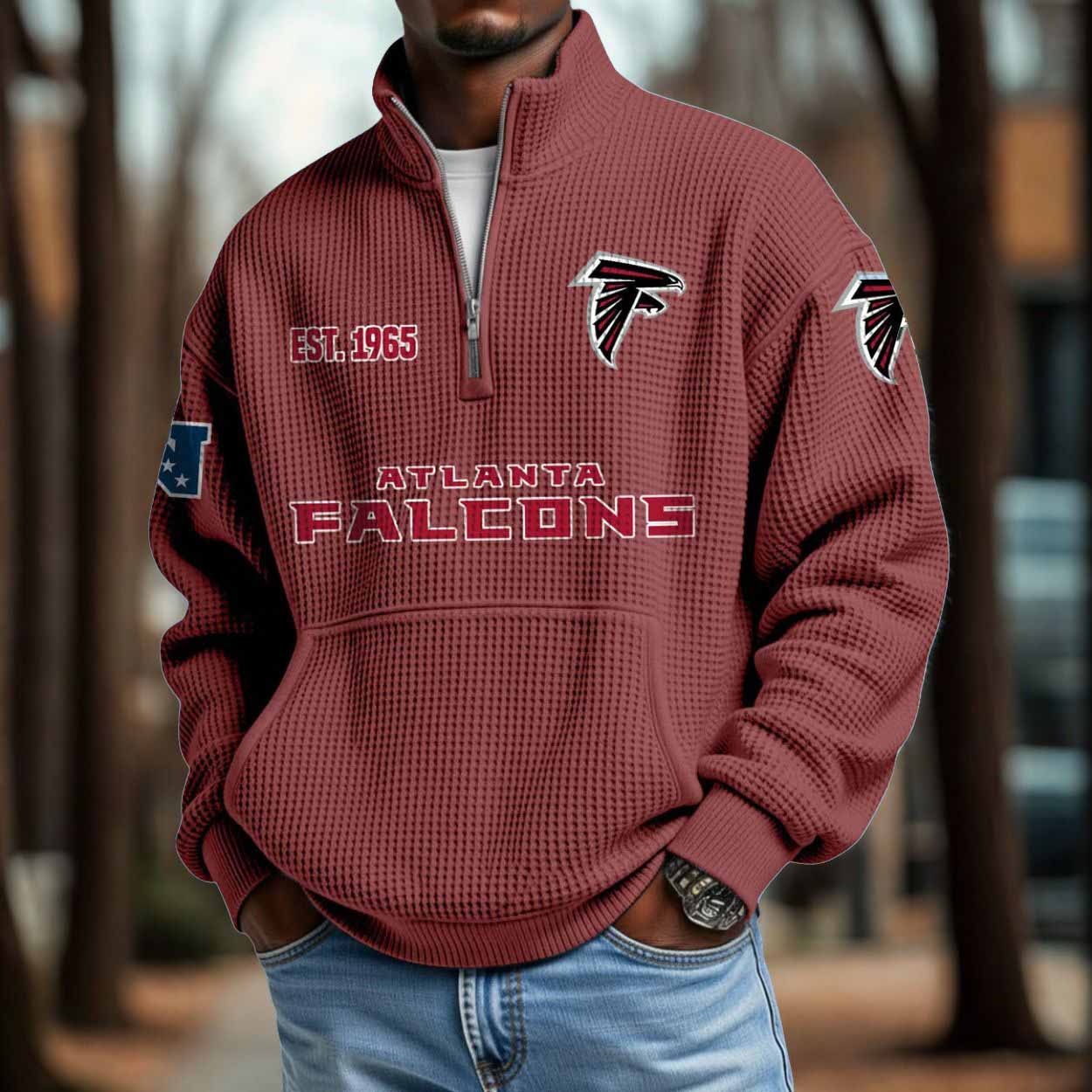 Falcons 2025 Est 1965 Waffle Zip Hoodie Falcons 2025 Est 1965 Waffle Zip Hoodie