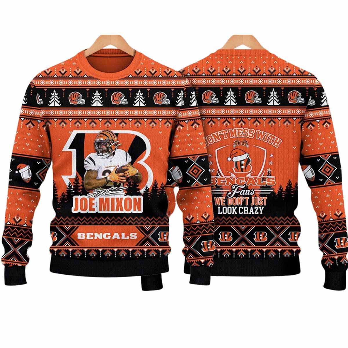 Joe Mixon Don’t Mess With Bengals Fan Christmas Ugly Sweater Joe Mixon Dont Mess With Bengals Fan Christmas Ugly Sweater