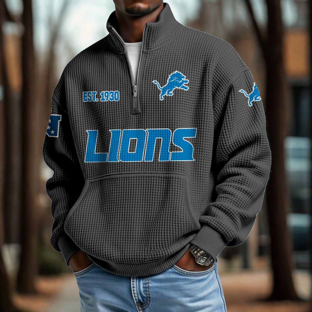 Lions 2025 Est 1930 Waffle Zip Hoodie Lions 2025 Est 1930 Waffle Zip Hoodie