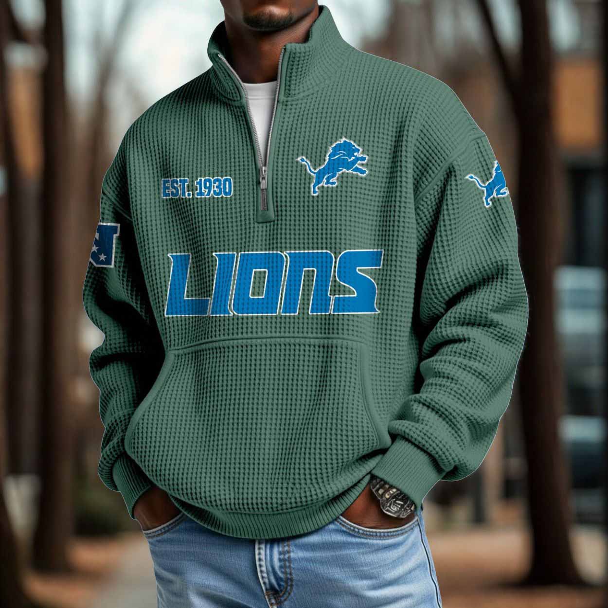 Lions 2025 Est 1930 Waffle Zip Hoodie Lions 2025 Est 1930 Waffle Zip Hoodie