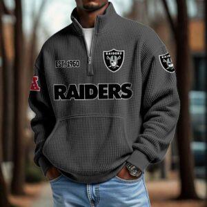 Raiders 2025 Est 1960 Waffle Zip Hoodie 2 Raiders 2025 Est 1960 Waffle Zip Hoodie