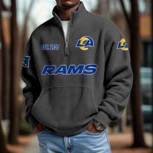 Rams 2025 Est 1937 Waffle Zip Hoodie Rams 2025 Est 1937 Waffle Zip Hoodie