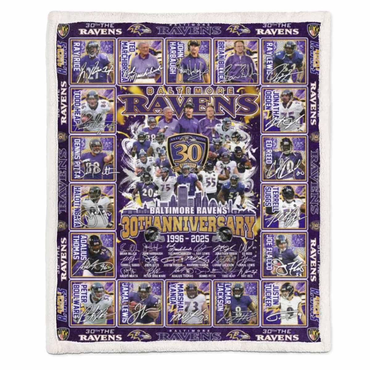 Ravens 30th Anniversary 1996 2025 Fleece Blanket Ravens 30th Anniversary 1996 2025 Fleece Blanket