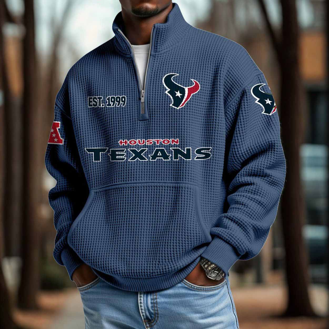 Texans 2025 Est 1999 Waffle Zip Hoodie Texans 2025 Est 1999 Waffle Zip Hoodie