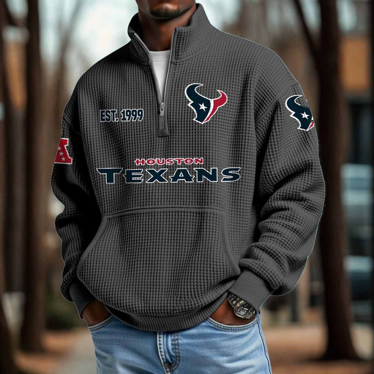 Texans 2025 Est 1999 Waffle Zip Hoodie Texans 2025 Est 1999 Waffle Zip Hoodie