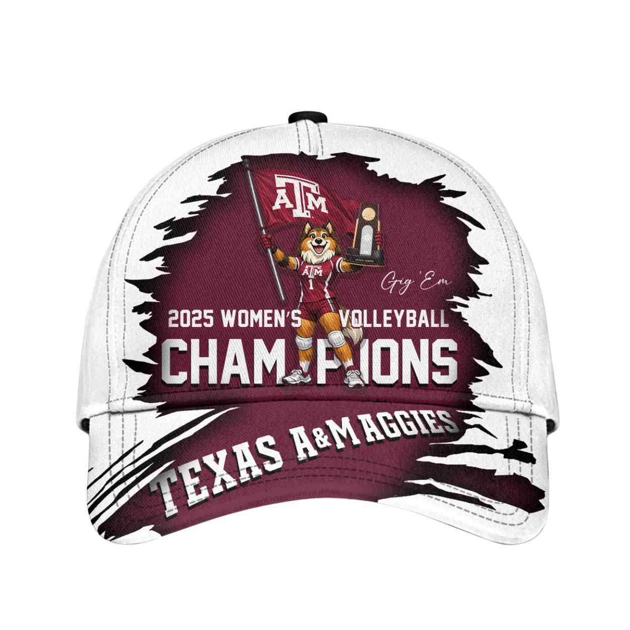 Texas Aggies Women's Volleyball Champions 2025 Hat Texas Aggies Women's Volleyball Champions 2025 Hat