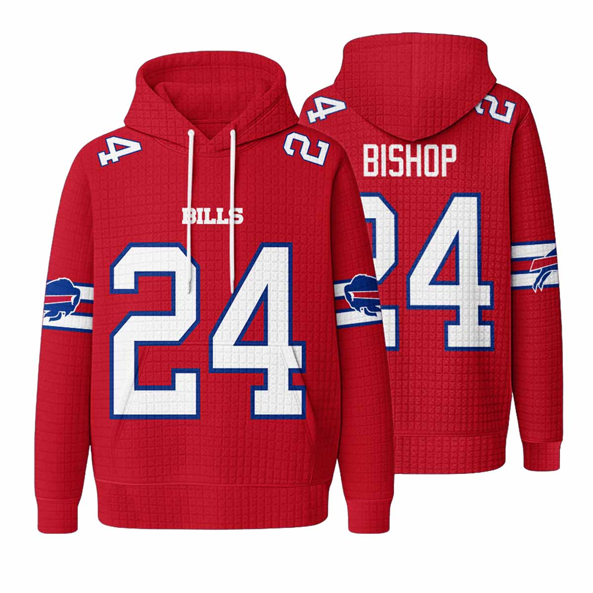 Unisex Bills 24 Bishop Rivalries Waffle Hoodie Unisex Bills 24 Bishop Rivalries Waffle Hoodie