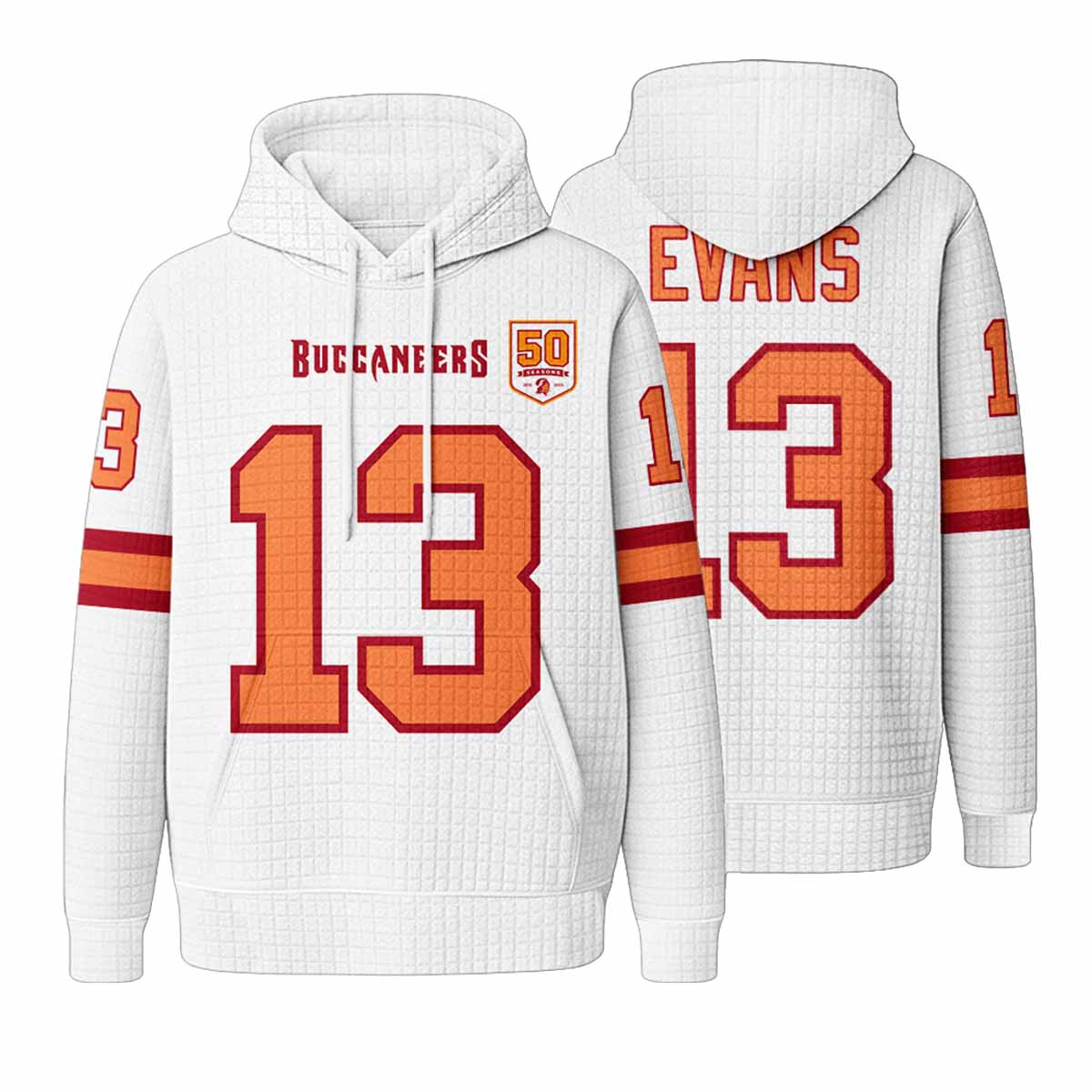Unisex Buccaneers 13 Evans Waffle Hoodie Unisex Buccaneers 13 Evans Waffle Hoodie