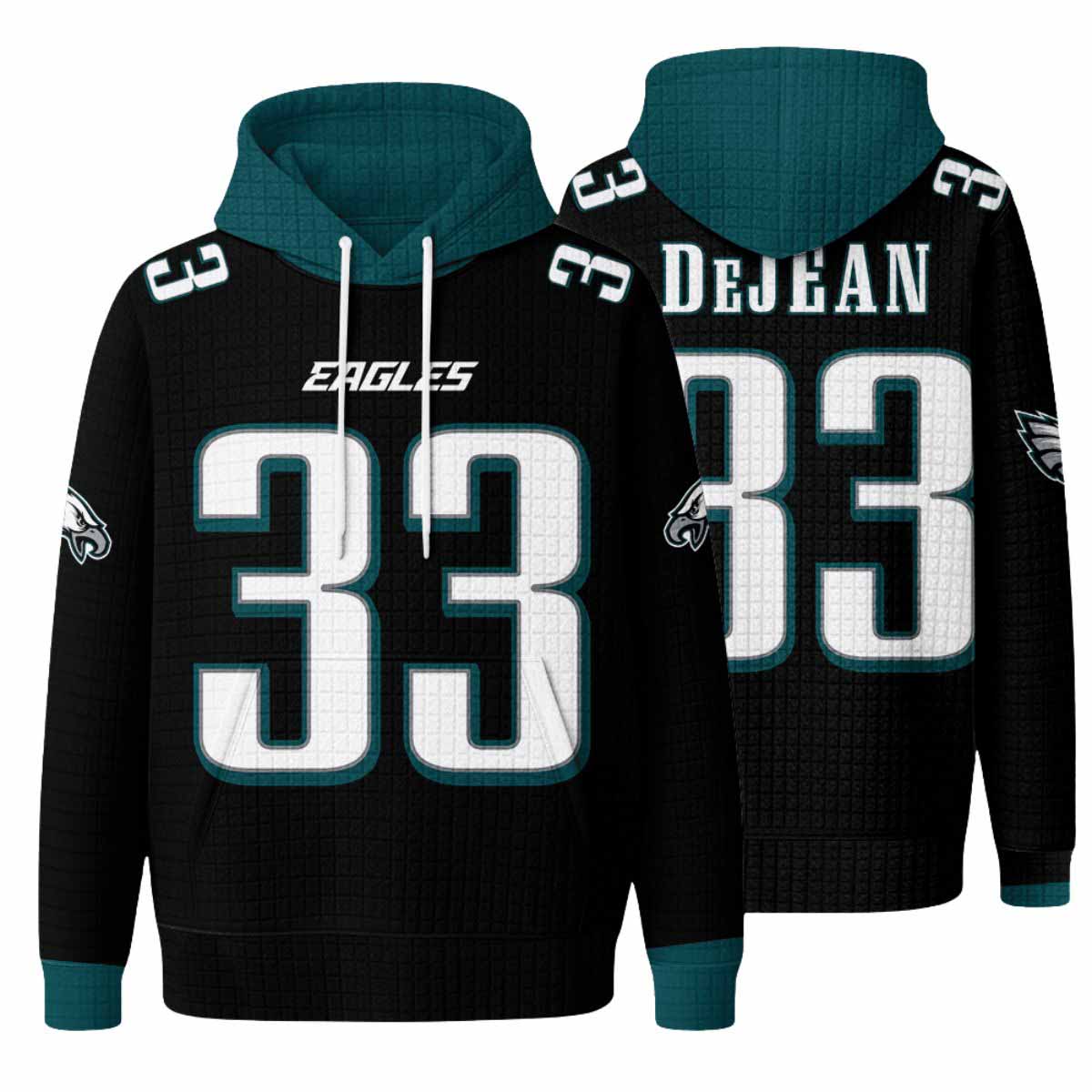 Unisex Eagles 33 Dejean Waffle Hoodie Unisex Eagles 33 Dejean Waffle Hoodie