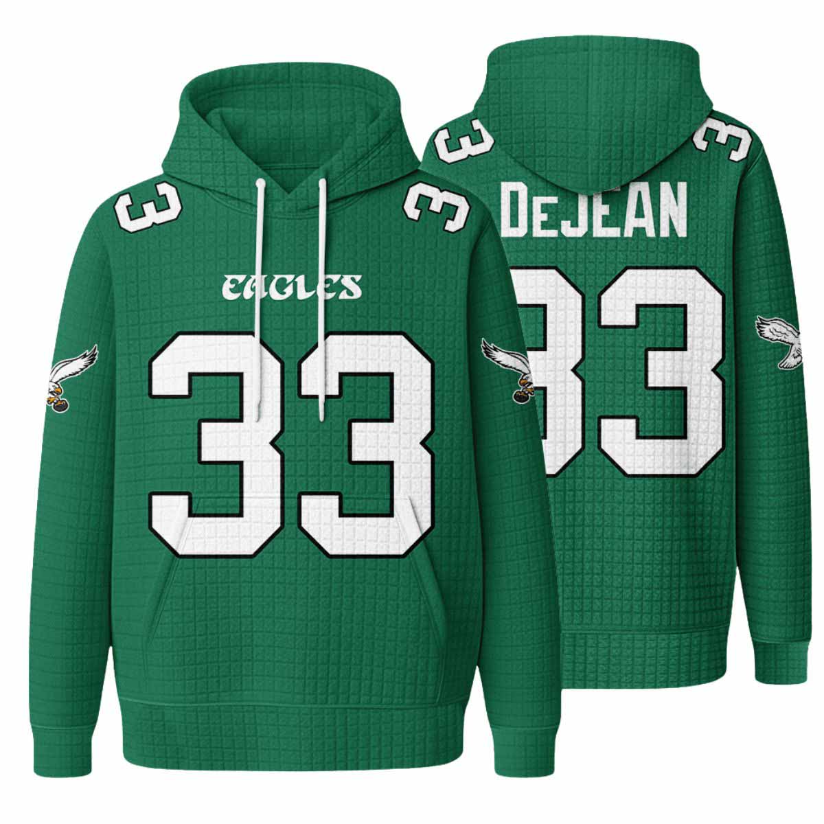 Unisex Eagles 33 Dejean Waffle Hoodie Unisex Eagles 33 Dejean Waffle Hoodie
