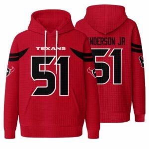 Unisex Texans 51 Anderson Jr Waffle Hoodie 2 Unisex Texans 51 Anderson Jr Waffle Hoodie