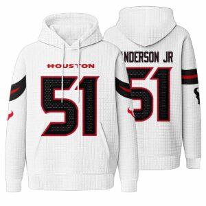 Unisex Texans 51 Anderson Jr Waffle Hoodie
