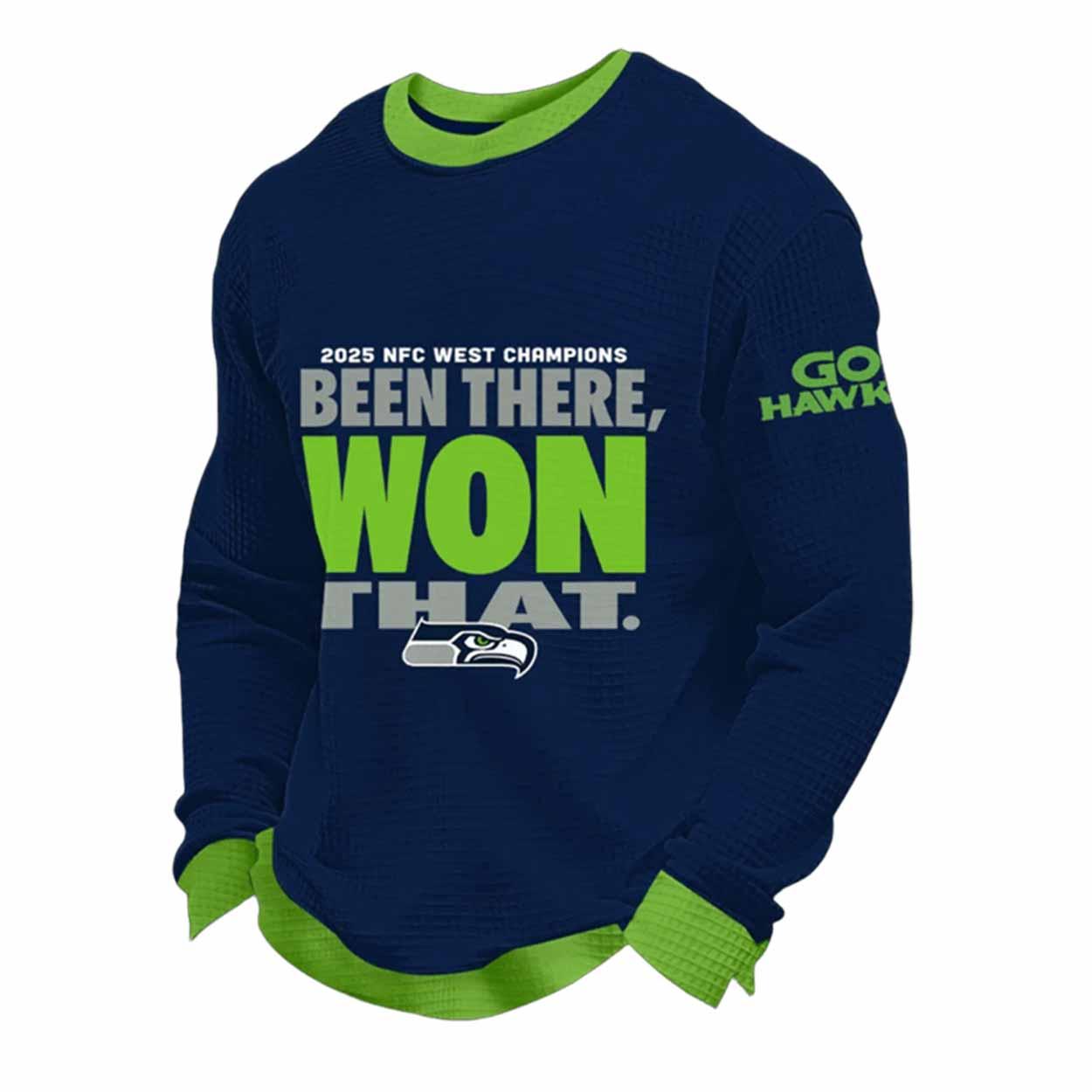 2025 Seahawks Been There Won That Go Hawk Waffle Hoodie 2025 Seahawks Been There Won That Go Hawk Waffle Hoodie