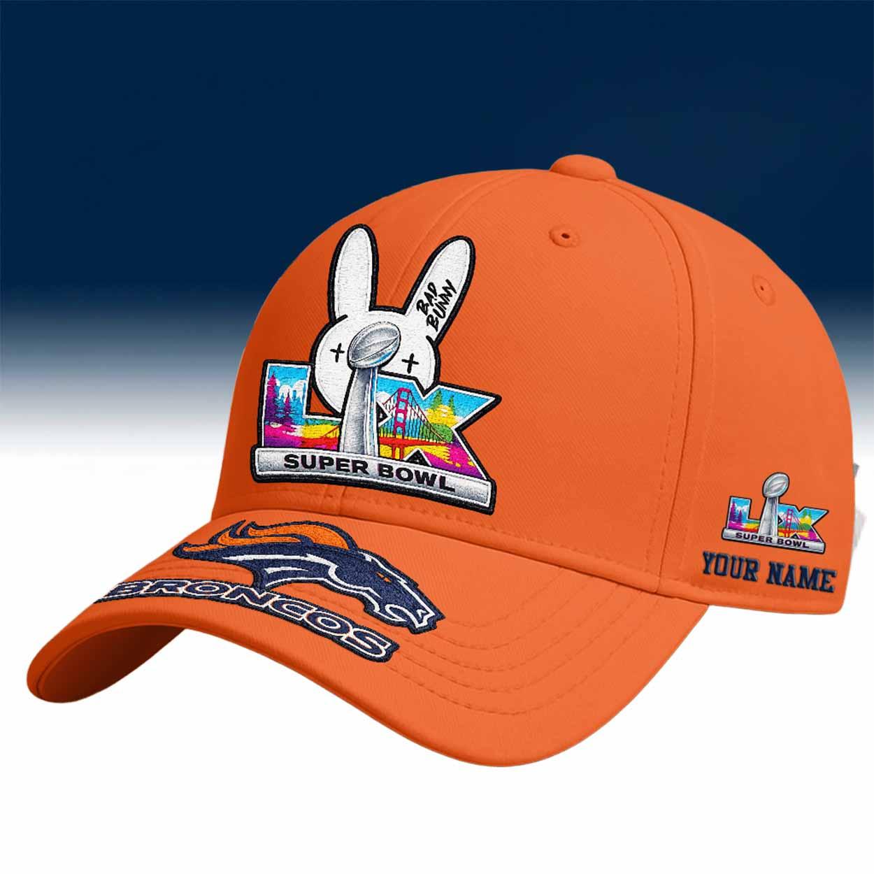2026 Broncos Bad Bunny Bowl LX Custom Name Hat 2026 Broncos Bad Bunny Bowl LX Custom Name Hat
