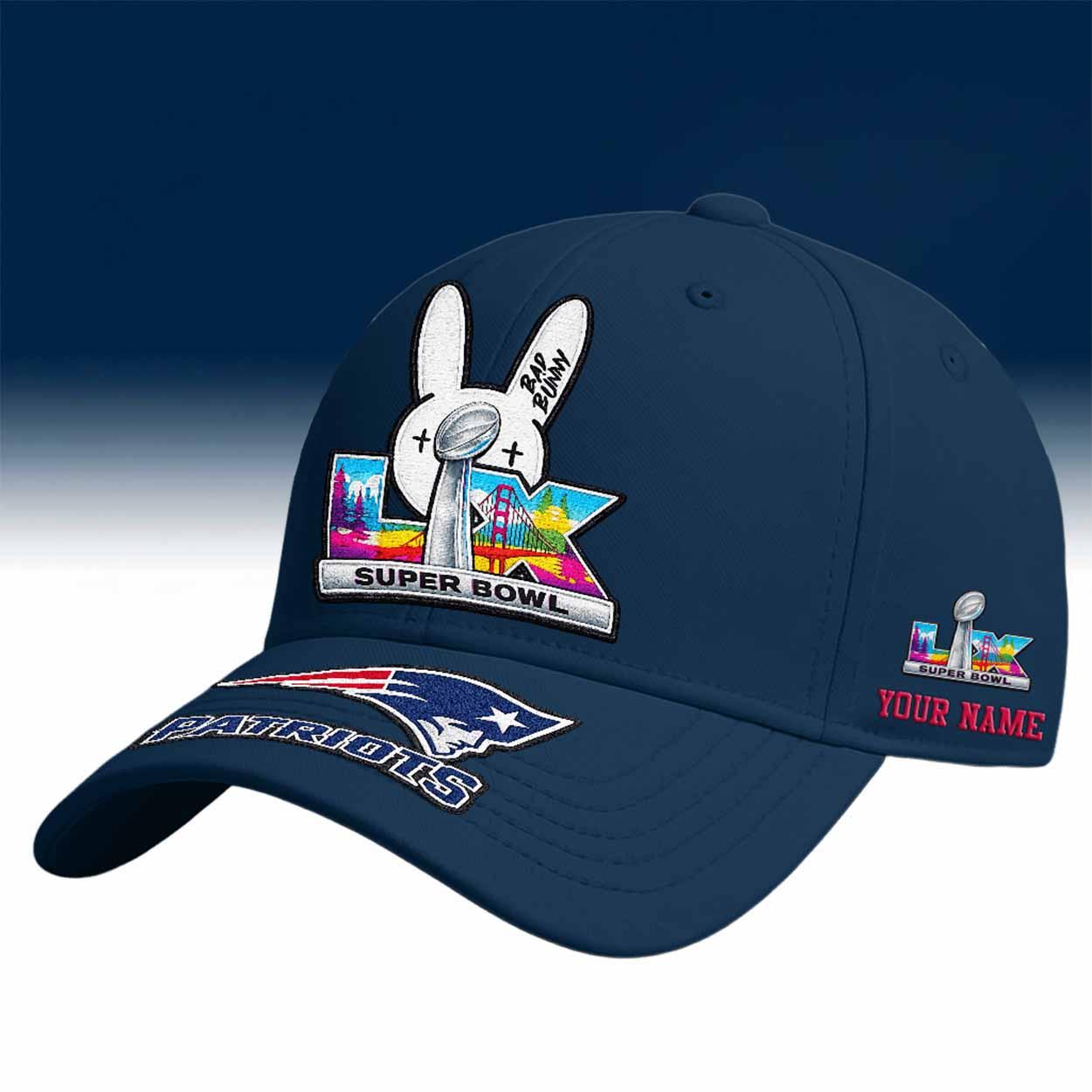 2026 Patriots Bad Bunny Bowl LX Custom Name Hat 2026 Patriots Bad Bunny Bowl LX Custom Name Hat