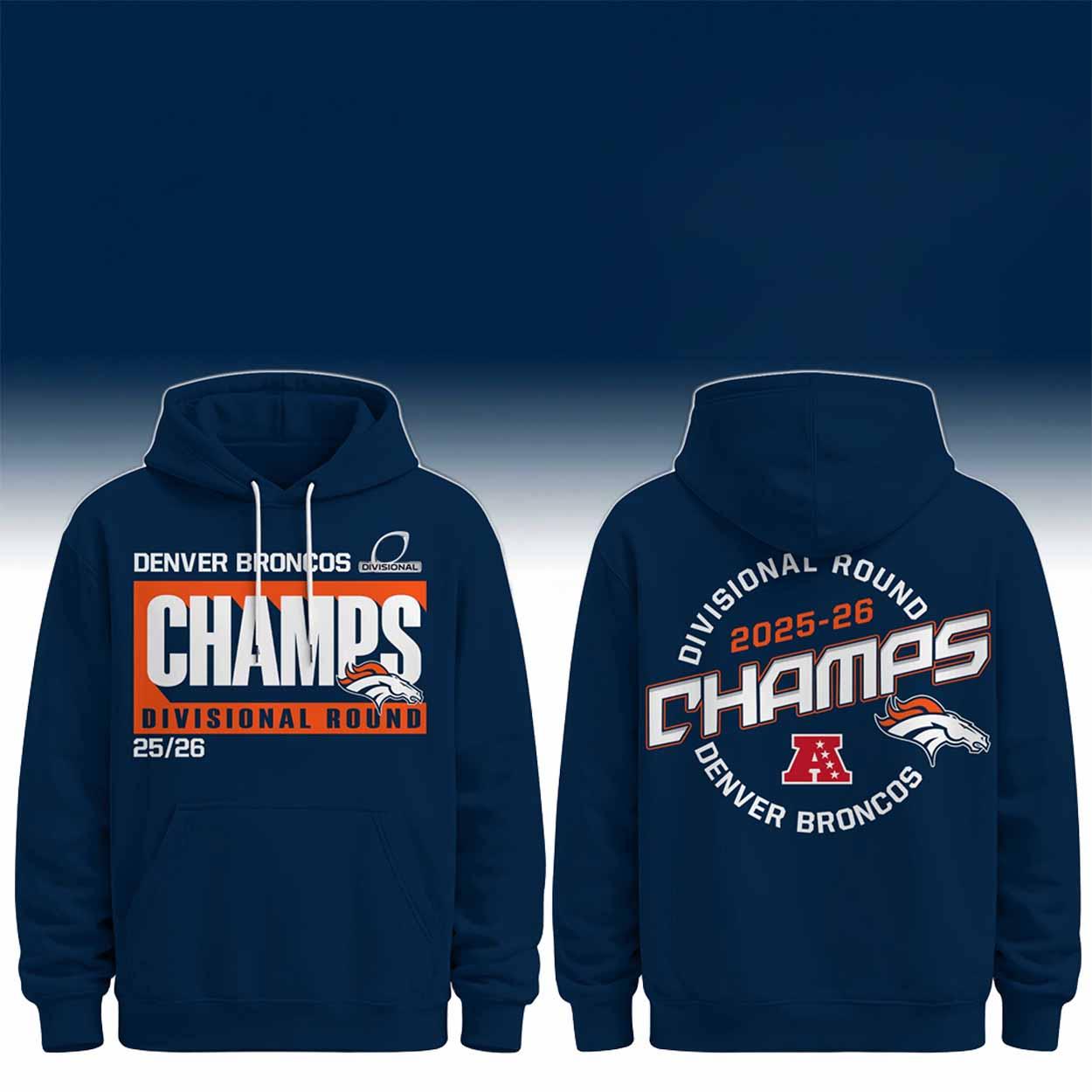 Broncos 2026 Division Round Champs Hoodie Broncos 2026 Division Round Champs Hoodie