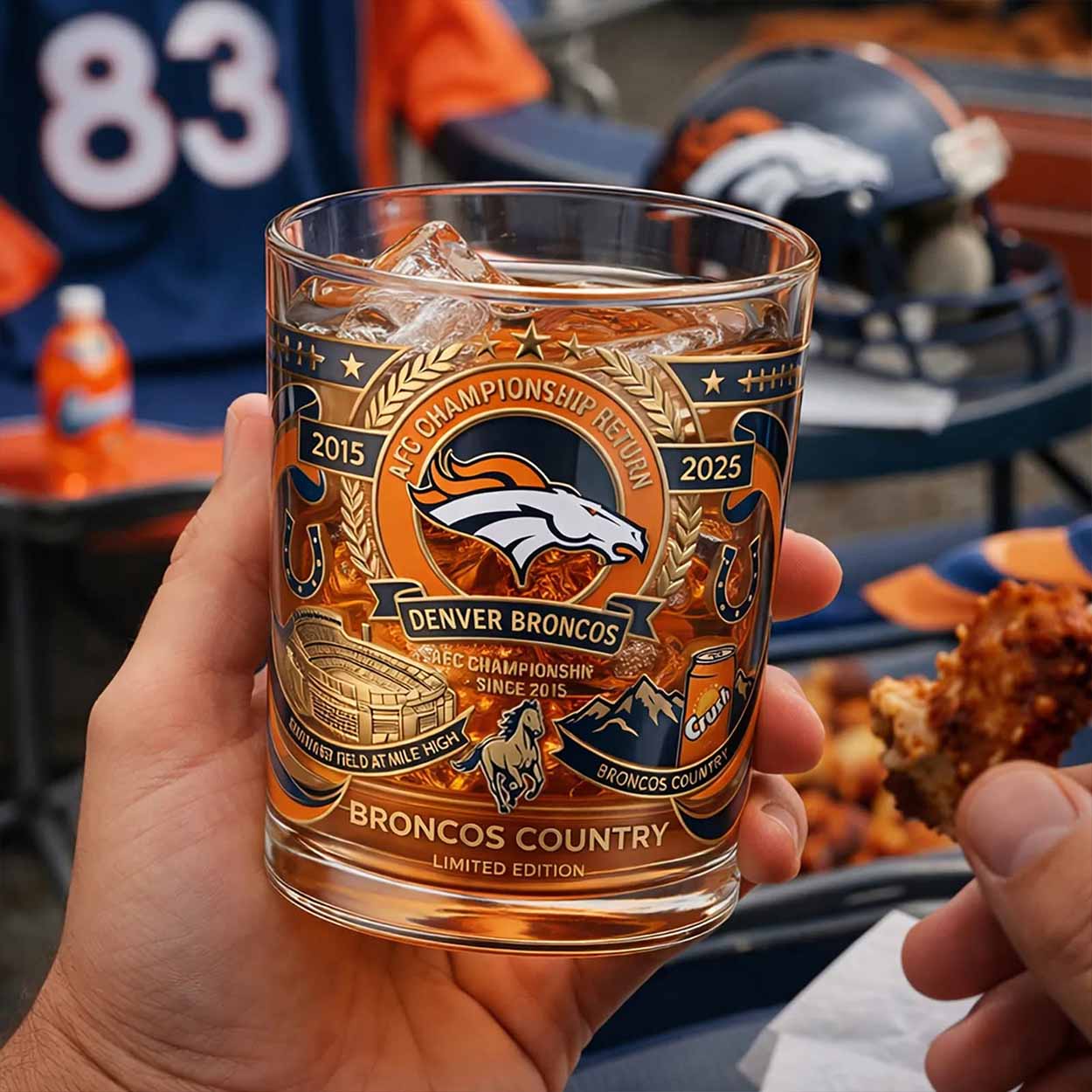 Broncos AFC Champions 2025 Whiskey Glass Broncos AFC Champions 2025 Whiskey Glass