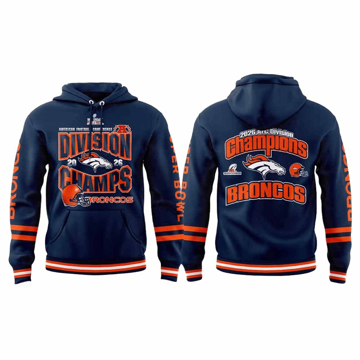 Broncos AFC Division Champions 2026 Print Hoodie Broncos AFC Division Champions 2026 Print Hoodie