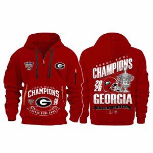 Bulldogs Sugar Bowl Champions 2026 Quarter Zip Hoodie Bulldogs Sugar Bowl Champions 2026 Quarter Zip Hoodie