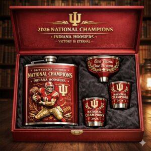 IU National Champions 2026 Flask Gift Set IU National Champions 2026 Flask Gift Set