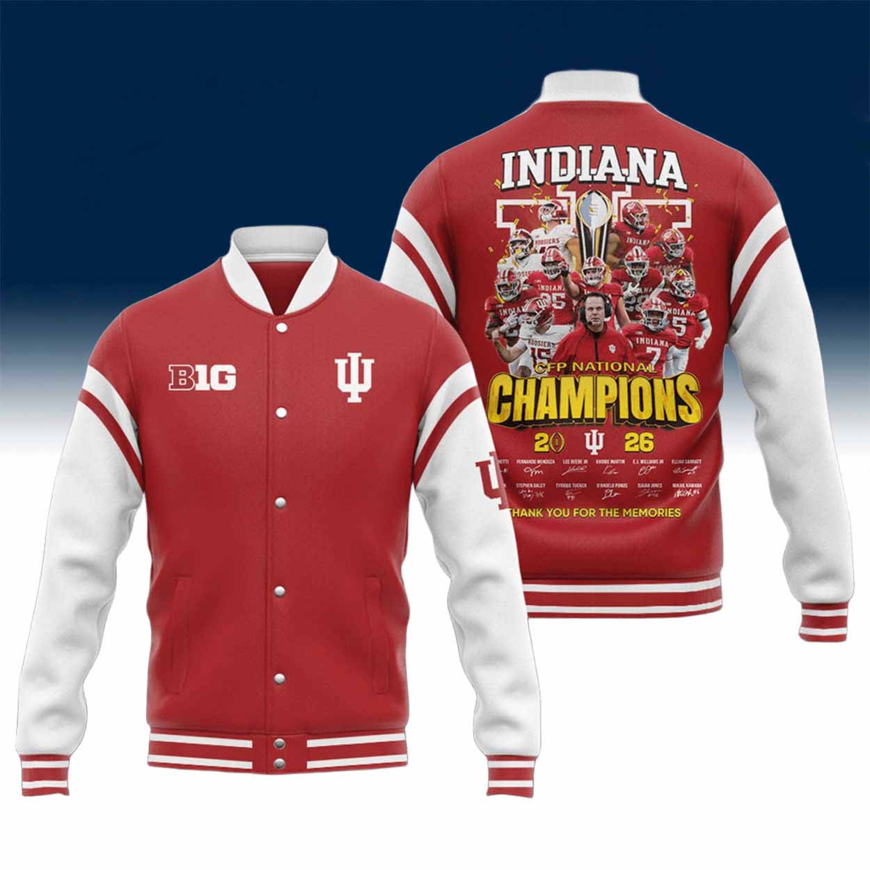 Indiana CFP National Champions 2026 Baseball Jacket Indiana CFP National Champions 2026 Baseball Jacket