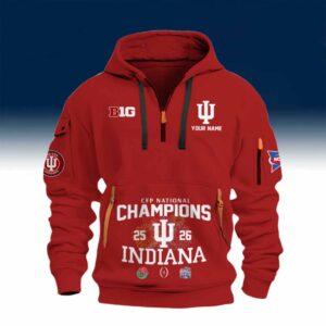 Indiana Hoosiers CFP National Champions 2025-2026 Quarter Zip Hoodie Indiana Hoosiers CFP National Champions 2025-2026 Quarter Zip Hoodie
