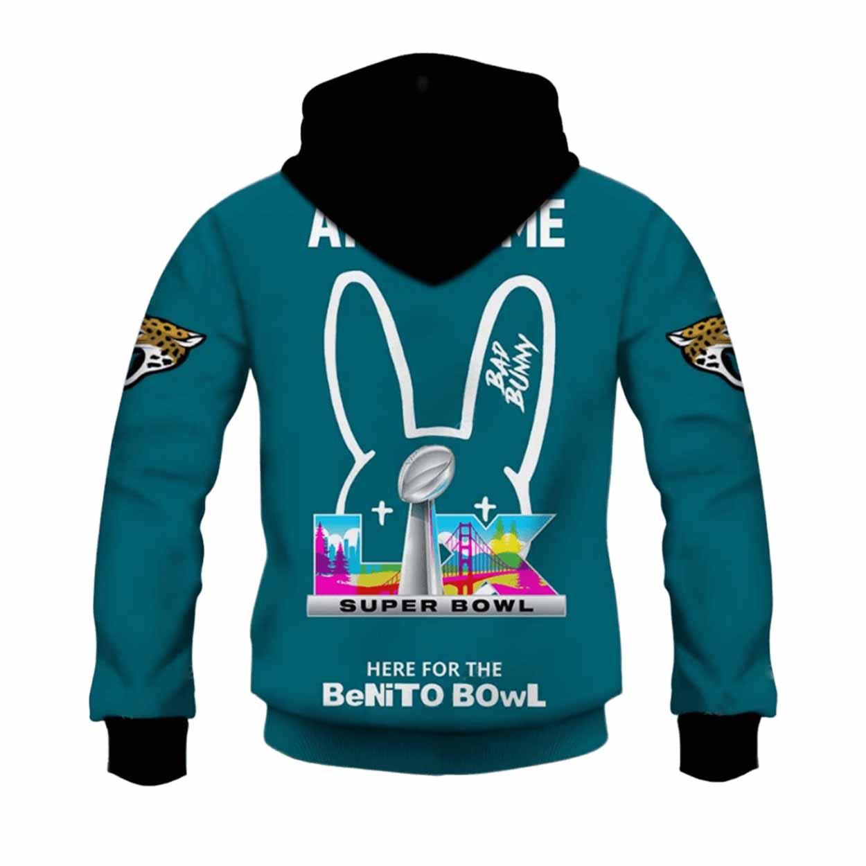 Jaguars Bad Bunny Bowl LX 2026 Personalized Hoodie Jaguars Bad Bunny Bowl LX 2026 Personalized Hoodie