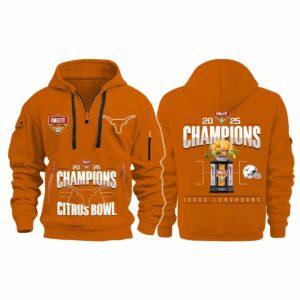 Longhorns Cheez It Citrus Bowl Champions 2025 Quarter Zip Hoodie