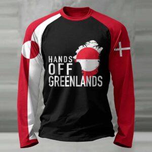 Men’s Hand Off Greenland Print Crew Neck Long Sleeve T-shirt Men’s Hand Off Greenland Print Crew Neck Long Sleeve T-shirt