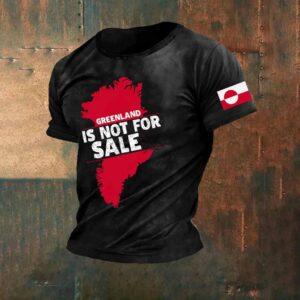 Men’s Retro Greenland Not For Sale Printed Casual T-shirt