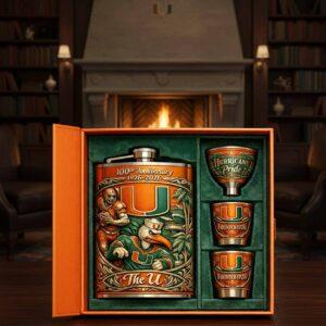 Miami 100th Anniversary 1926 2026 Flask Gift Set Miami 100th Anniversary 1926 2026 Flask Gift Set