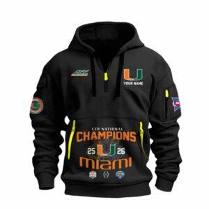Miami Hurricanes CFP National Champions 2025-2026 Quarter Zip Hoodie 2 Miami Hurricanes CFP National Champions 2025 2026 Quarter Zip Hoodie