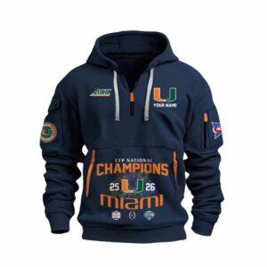 Miami Hurricanes CFP National Champions 2025-2026 Quarter Zip Hoodie 1 Miami Hurricanes CFP National Champions 2025 2026 Quarter Zip Hoodie