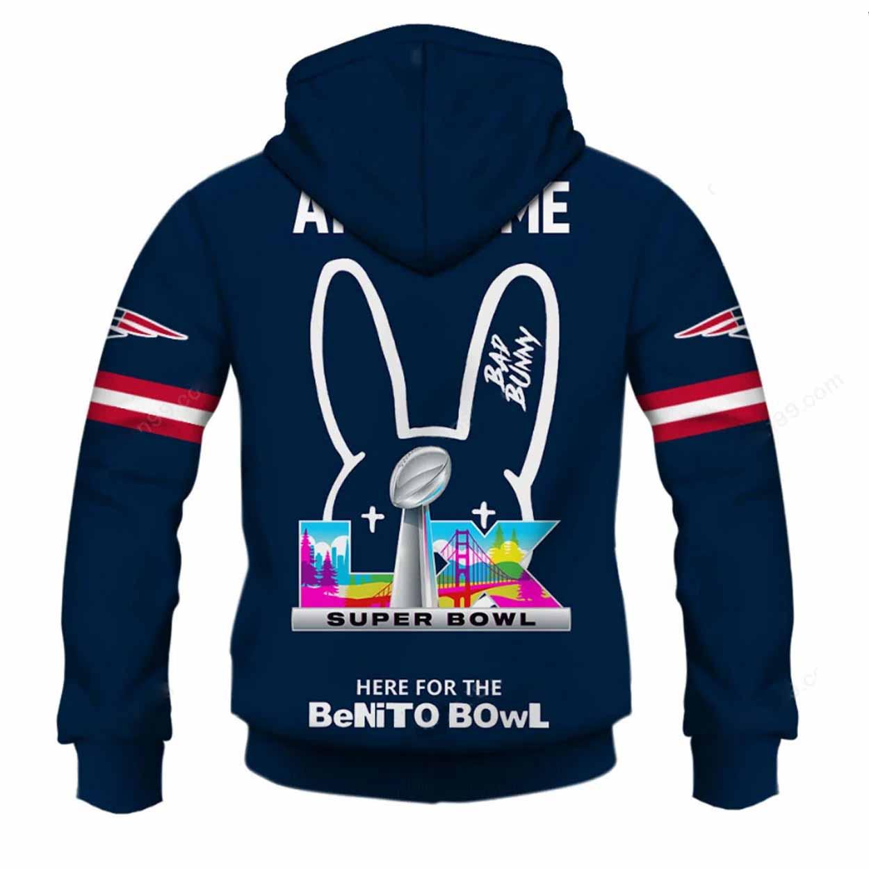 Patriots Bad Bunny Bowl LX 2026 Personalized Hoodie Patriots Bad Bunny Bowl LX 2026 Personalized Hoodie